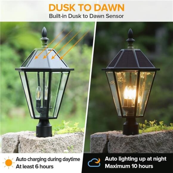 Head LED Post Solar Light Vintage Street Lights - Picture 2 of 8